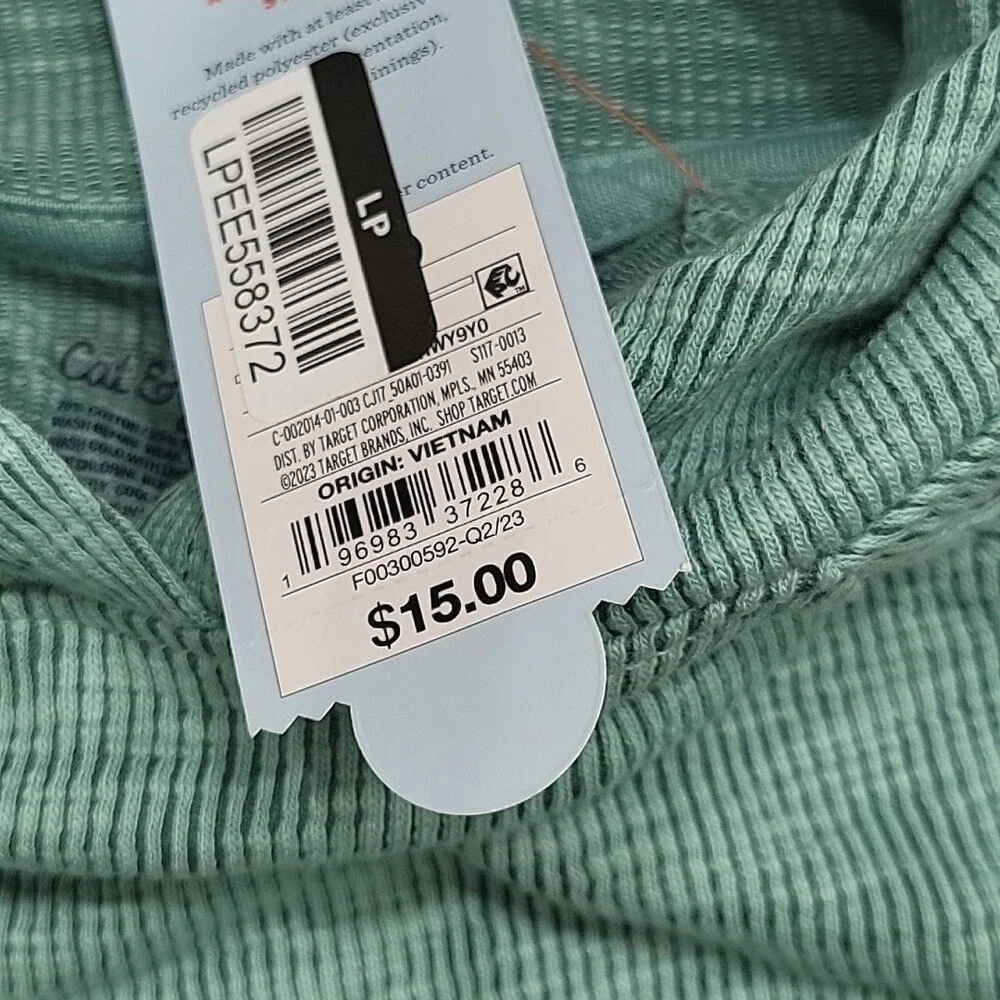 Kids Girls Long Sleeves Lightweight Pullover Hoodie Medium Size Ocean Green